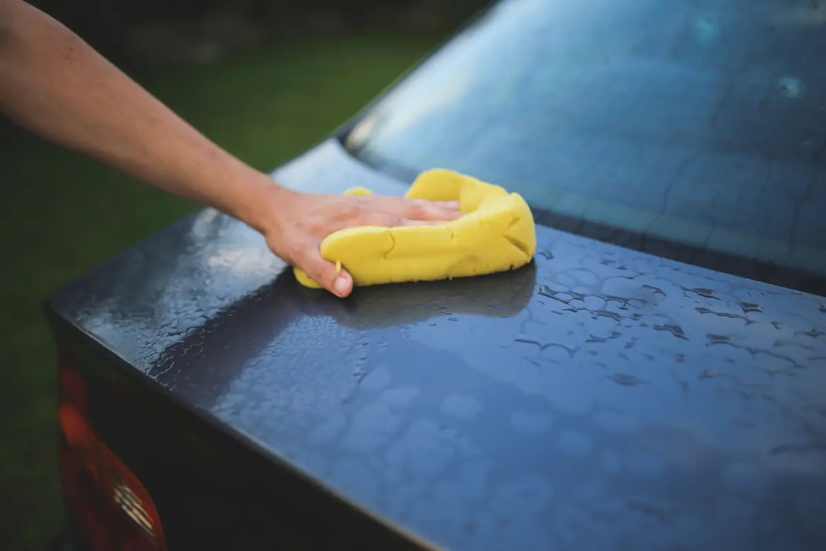 A car being washed by hand